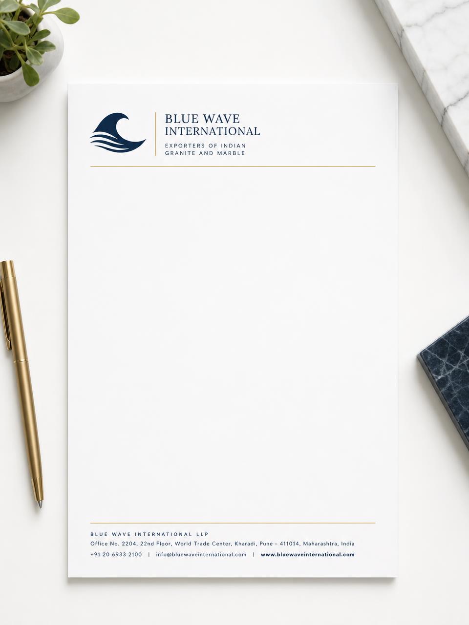 Blue Wave International corporate letterhead design